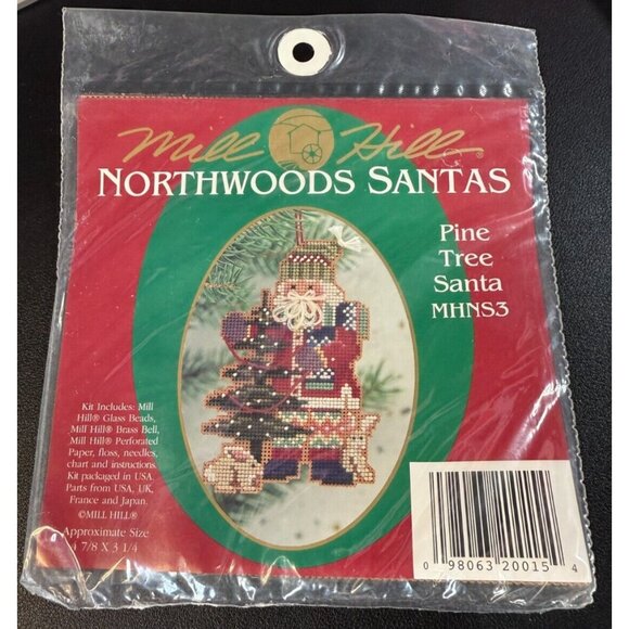 NEW Mill Hill PINE TREE SANTA Counted Cross Stitch Kit #MHNS3 Northwoods Santa - Picture 1 of 2